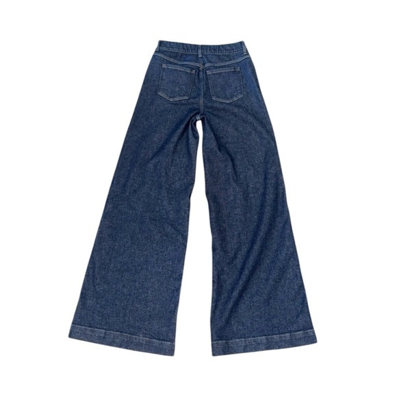 SPANX EveryWear Raw‎ Indigo Dark Blue Wide Leg Pull On Jeans Medium - Picture 8 of 10